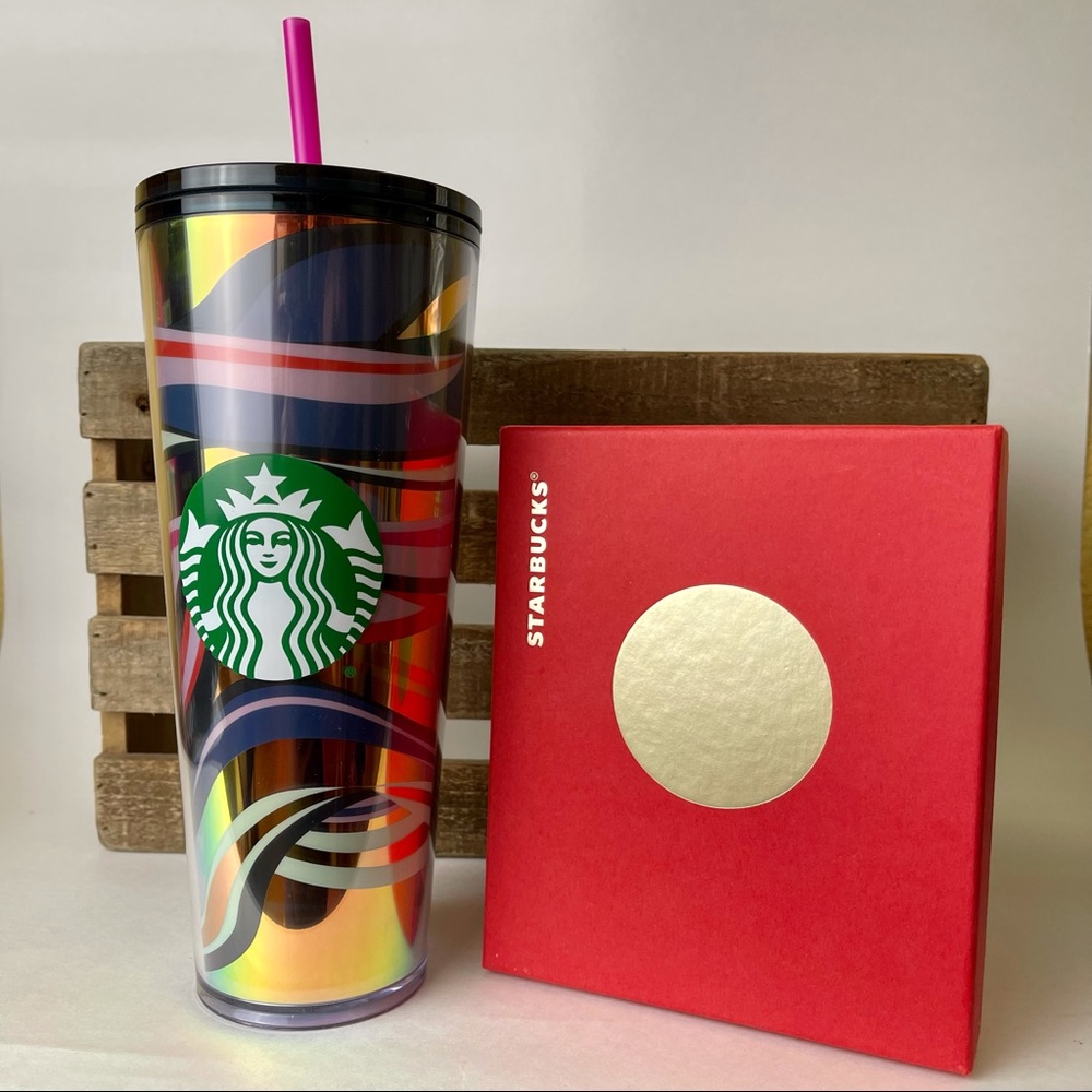 STARBUCKS Holiday Blue Ribbons Venti Cold Tumbler
